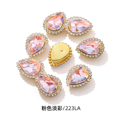 Double-layer waterdrop sunflower flower flower plate diamond buckle, hand-stitched rhinestone, thickened gold holder, glass diamond, clothing, shoes, bags, DIY accessories