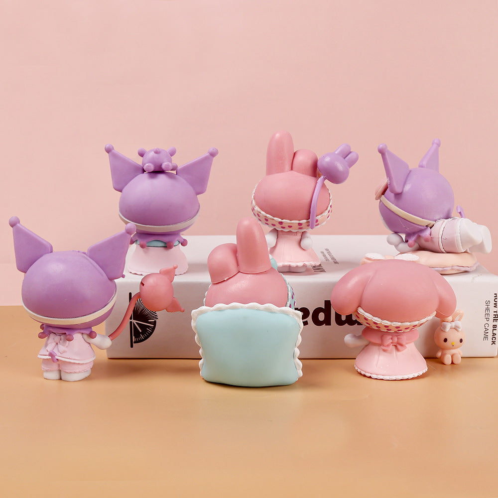 Sweetheart pajama party fen color Melody purple Kuromi figure cartoon blind box gacha car ornament