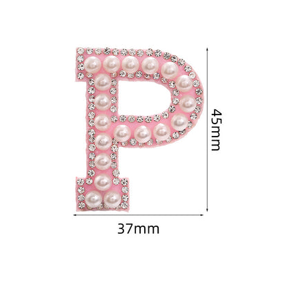 Hot Heat Patch Stickers with 26 English Letters DIY Accessories Clothing Accessories White Diamond Pink Nonwoven Fabric Stickers