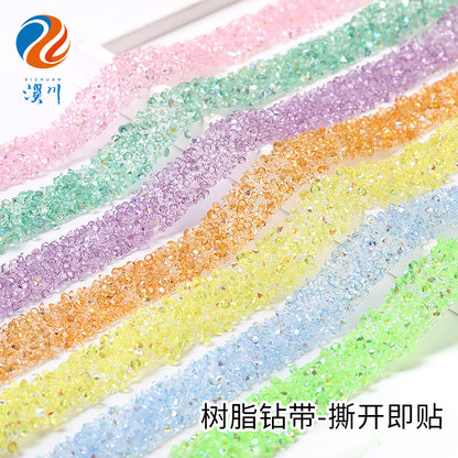 Resin Diamond Rhinestone Strips - Tear-Off Ready-to-Paste Sequins Hot Diamond Shoes Clothing Accessories and DIY crafty