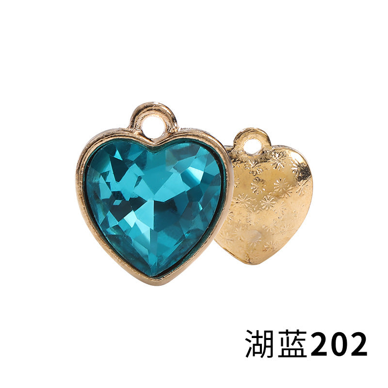 Xichuan zinc alloy peach heart crystal gold base single hanging heart-shaped glass diamond DIY jewelry earrings with diamonds pendant batch