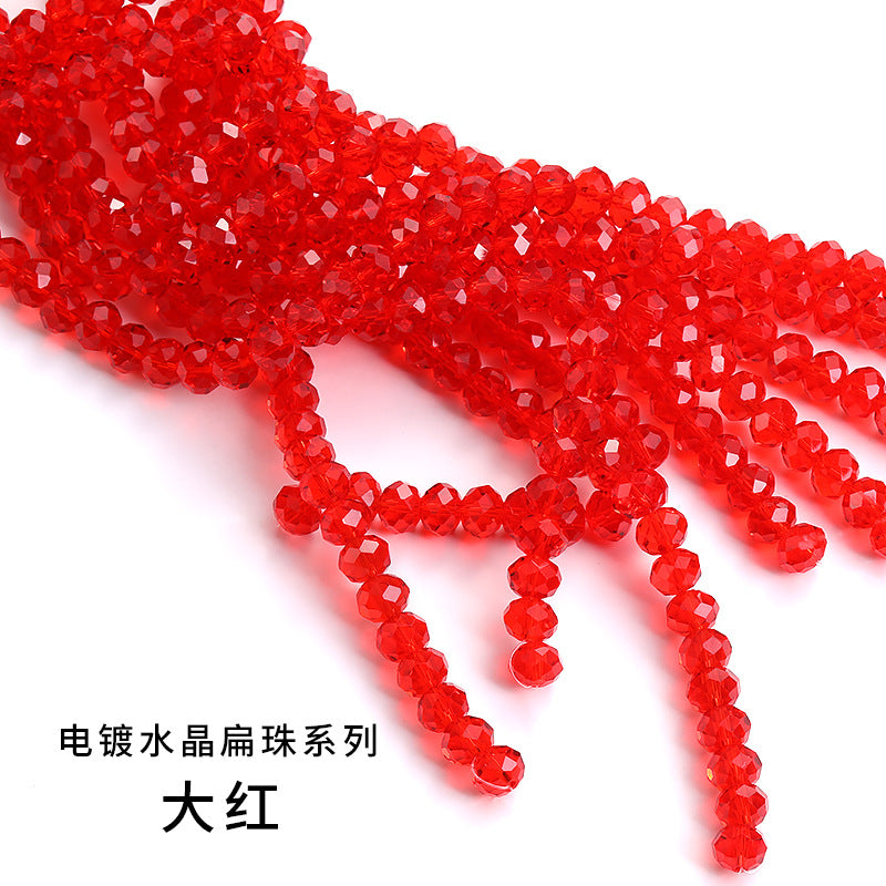 10mm electroplated crystal flat beads with glass through-hole beads, DIY accessories wholesale bead stringing accessories, crystal loose bead lanyards