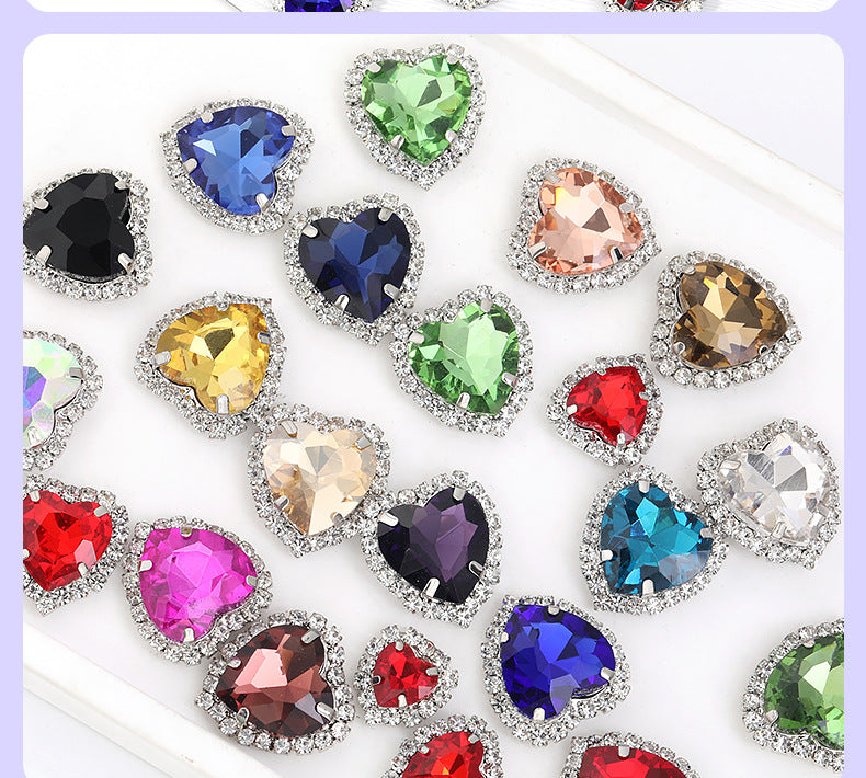 Heart-Shaped Crystal Claw Rhinestones - Hand-Sewn Hat Shoe Accessories Crystal Buckles