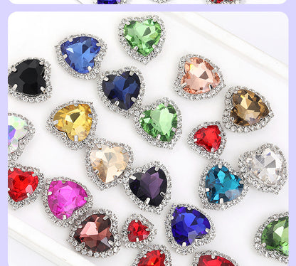 Heart-Shaped Crystal Claw Rhinestones - Hand-Sewn Hat Shoe Accessories Crystal Buckles