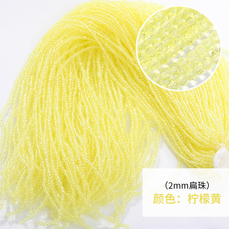 2mm crystal through-hole glass flat bead bracelet, necklace, accessories, door curtain beads, clothing materials, DIY flat beads, loose beads