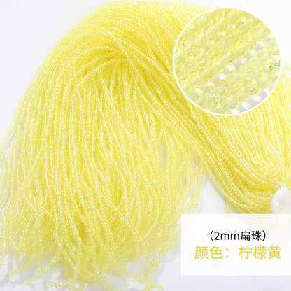 2mm crystal through-hole glass flat bead bracelet, necklace, accessories, door curtain beads, clothing materials, DIY flat beads, loose beads