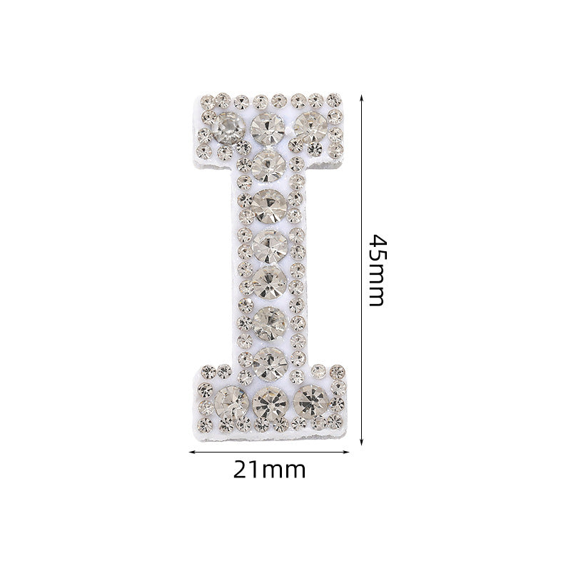 Full diamond letters DIY clothing accessories, white rhinestone hot simmer patches, hot patch English 26 letters
