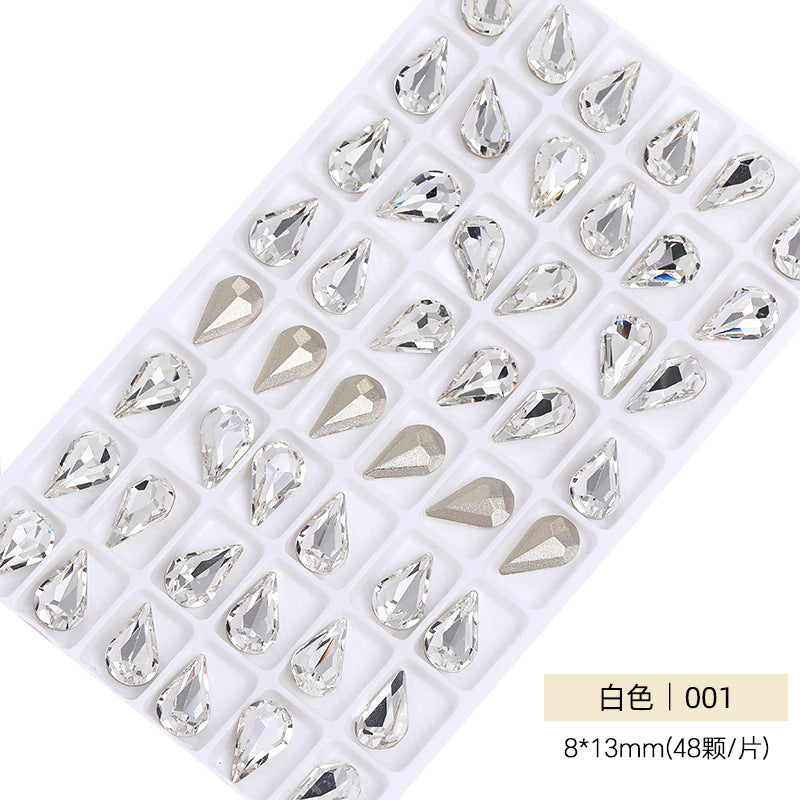 Cross-border source: Guazi pointed water drop, high-top diamond, special-shaped water rhinestone, DIY jewelry accessories, pointed bottom diamond, nail art sticker, diamond material