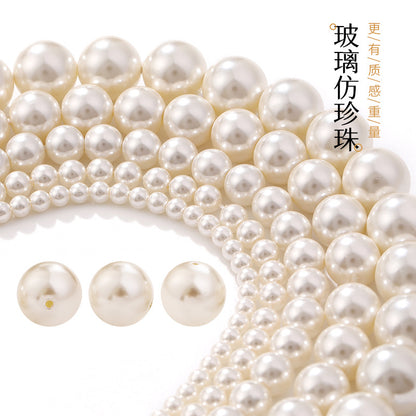 Imitation Shijia High-Quality Glass High-Brightness Pearl DIY Bracelet, Crossbody Chain, Bracelet Necklace, Through-Hole High-Brightness Glass Beads