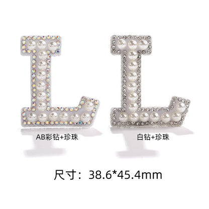 English Letter Hot Patch Stickers - 26 Letters White Imitation Pearl DIY Clothing Accessories