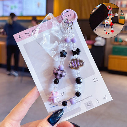 creative dopamine beading mobile phone chain keychain pendant cute car keychain bag pendant wholesale