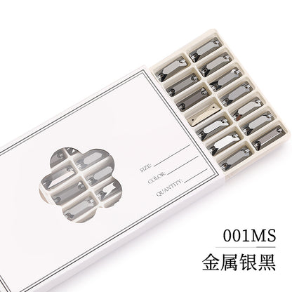 Double Hole Long Bar Flat Bottom Rhinestone - Hand-Stitched Scratch-Resistant AB Color Straight Strip Flat Buckle for Clothing Luggage