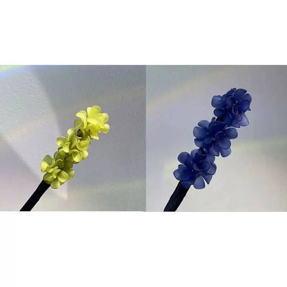 Floral hair wand bun updo tool, lazy minimalist flower bud headpiece, acrylic upgraded hydrangea hair accessory