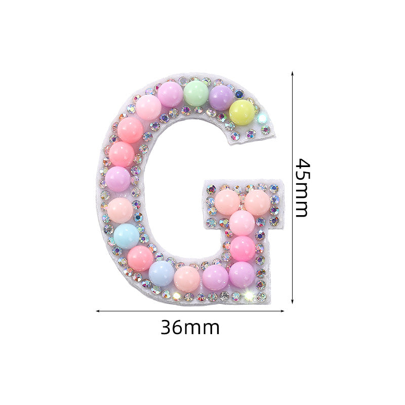 Macaron letter stickers, 26-letter English DIY accessories, clothing accessories, faux pearl and rhinestone appliqué set