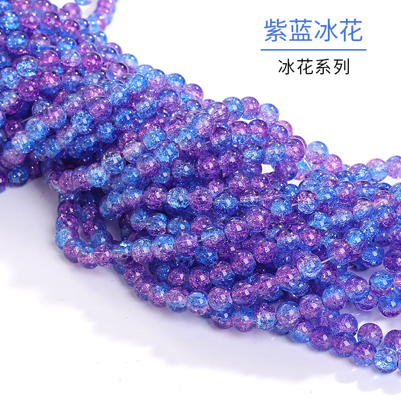 Xichuan autumn colorful ice flower jelly round beads DIY bracelet, necklace, jewelry, accessories, handmade perforated beads