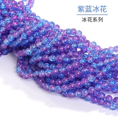 Xichuan autumn colorful ice flower jelly round beads DIY bracelet, necklace, jewelry, accessories, handmade perforated beads