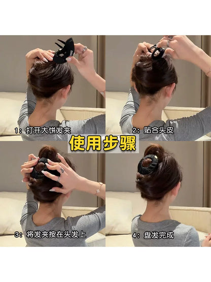 Flat hair clip, large pancake claw clip for women, new style for women, half-tie hair bun hair clip for the back of the head, yoga sports hair clip