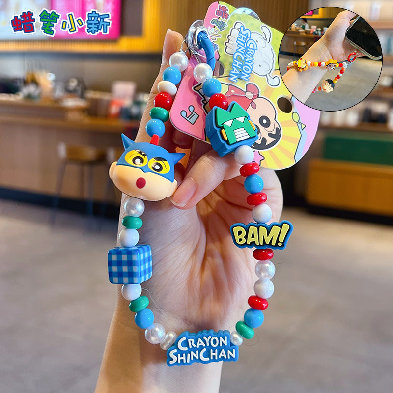 Genuine crayon Shin-chan beaded mobile phone chain small pendant couple car key chain bag doll doll ornament