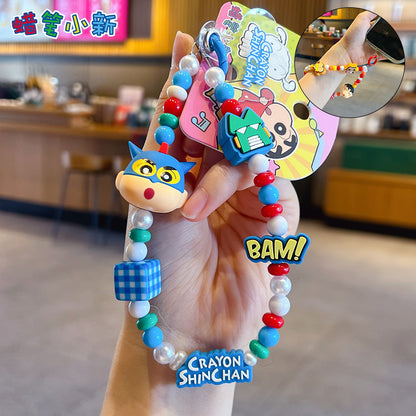Genuine crayon Shin-chan beaded mobile phone chain small pendant couple car key chain bag doll doll ornament