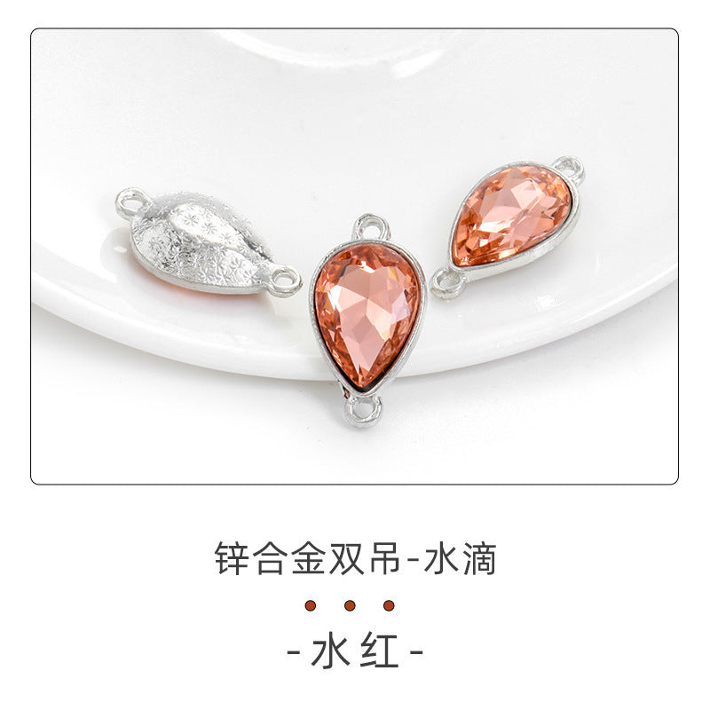 Direct supply of waterdrop double pendants, zinc alloy pendants, earrings, bracelets, jewelry accessories, high-value waterdrop double pendants