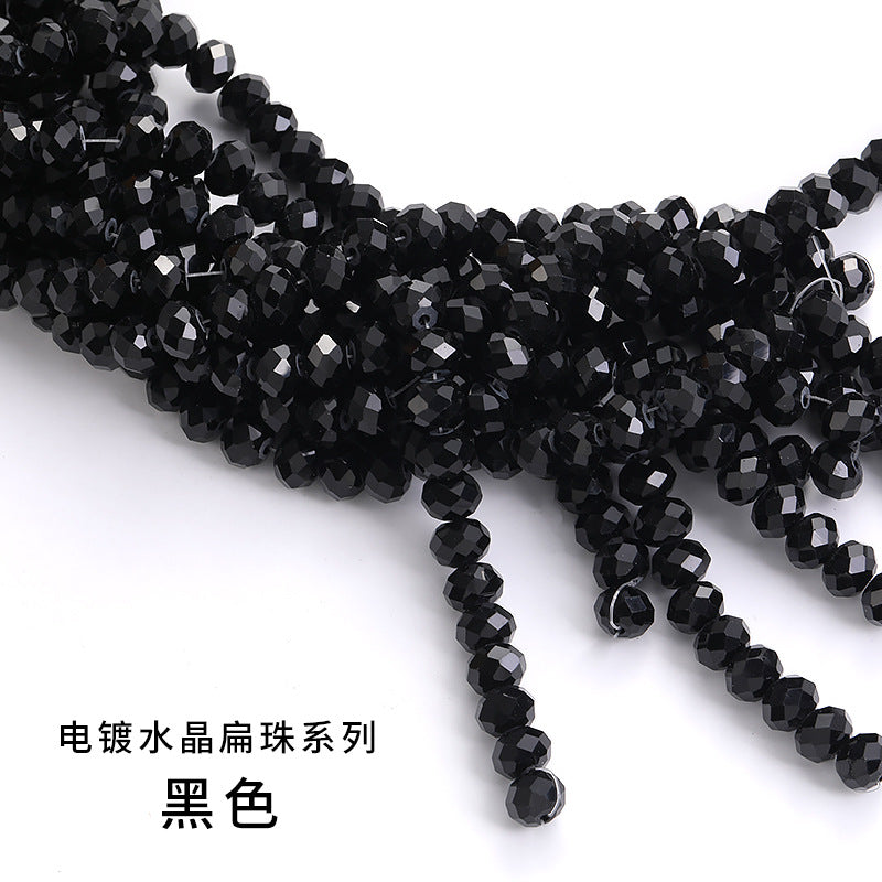 10mm electroplated crystal flat beads with glass through-hole beads, DIY accessories wholesale bead stringing accessories, crystal loose bead lanyards