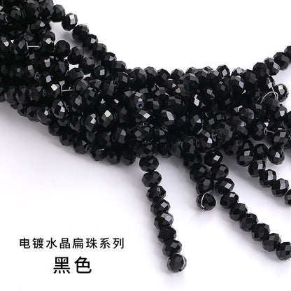 10mm electroplated crystal flat beads with glass through-hole beads, DIY accessories wholesale bead stringing accessories, crystal loose bead lanyards