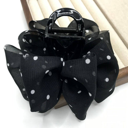 Black Satin Bow Claw Clip for Women, Premium 2026 New Cloud Bubble Hair Clip, Minimal Hair Volume, Shark Clip
