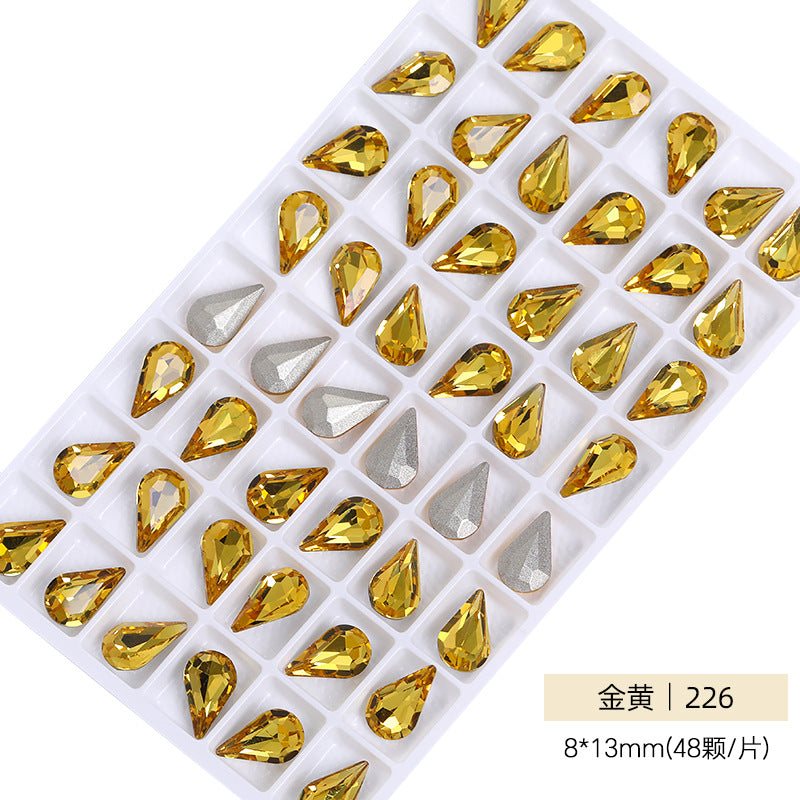 Cross-border source: Guazi pointed water drop, high-top diamond, special-shaped water rhinestone, DIY jewelry accessories, pointed bottom diamond, nail art sticker, diamond material