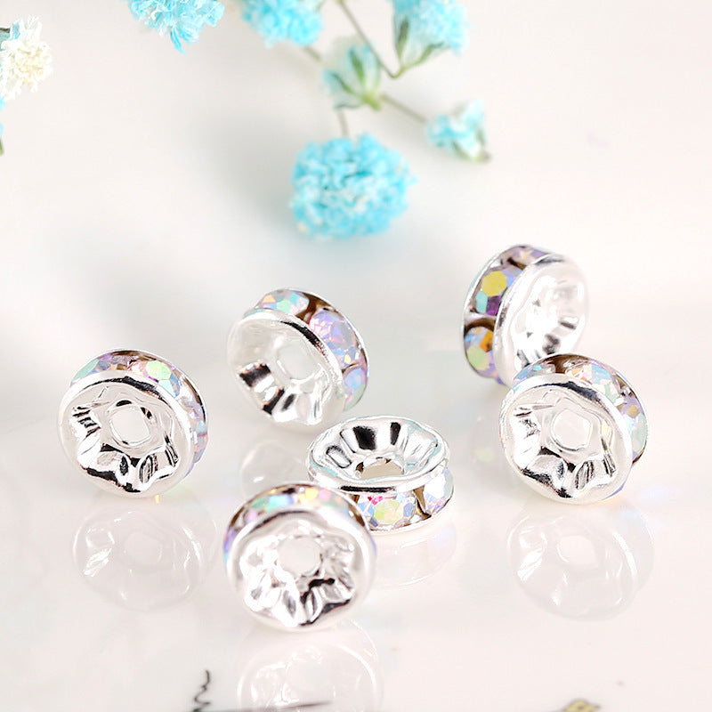Handmade accessories diamond ring bead separator color bracelet diamond encrusted spacer wheel rim 6 8 10 12mm DIY jewelry accessories