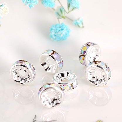 Handmade accessories diamond ring bead separator color bracelet diamond encrusted spacer wheel rim 6 8 10 12mm DIY jewelry accessories