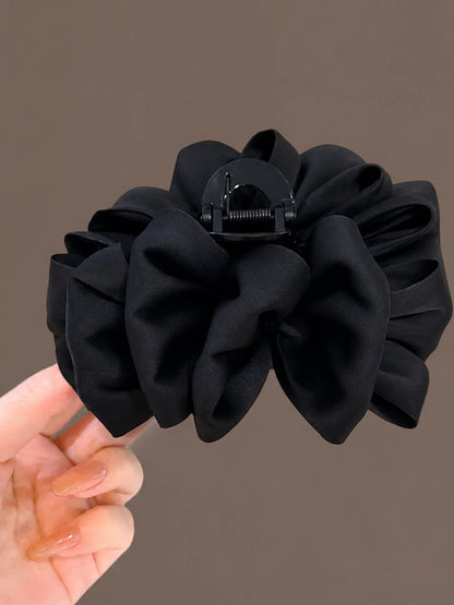 Cloud bubble clip for women, high-end black satin bow hair clip, small hair volume half tie, hair clip headwear