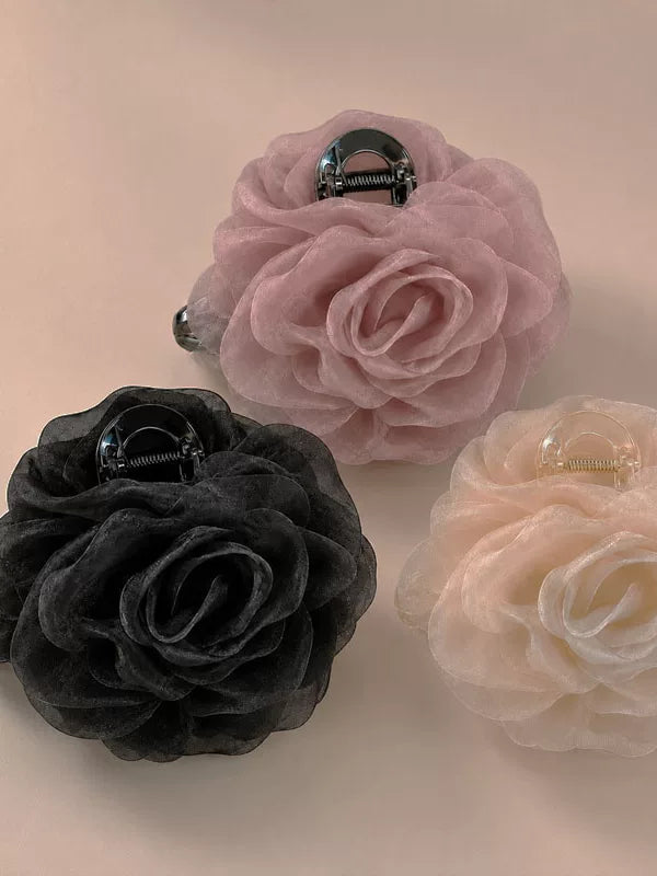 Large mesh claw clip for women, high-end 2026 new style back hair updo clip, floral hair grab clip, floral clip headwear