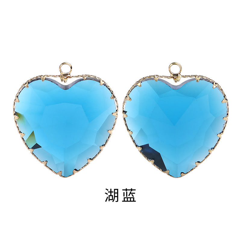 Heart-shaped single pendant gold flower claw glass diamond pendant necklace clothing accessory heart-shaped gold edged peach blossom claw pendant