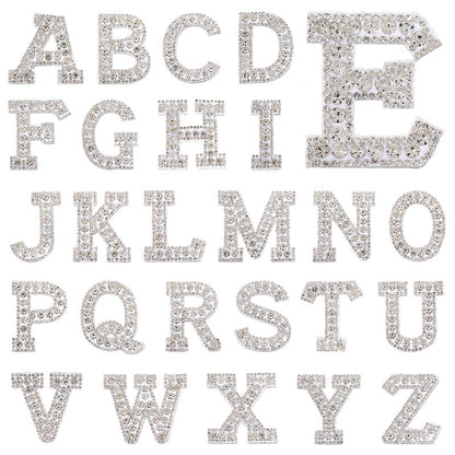 Full rhinestone letter diy clothing accessories white rhinestone hot rhinestone patch hot patch patch english 26 english letters