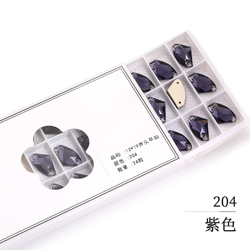Axe Flat Buckle - Flat Bottom Special-Shaped Hand-Sewn Rhinestones Real Silver Plating Shoe Accessories Luggage Clothing