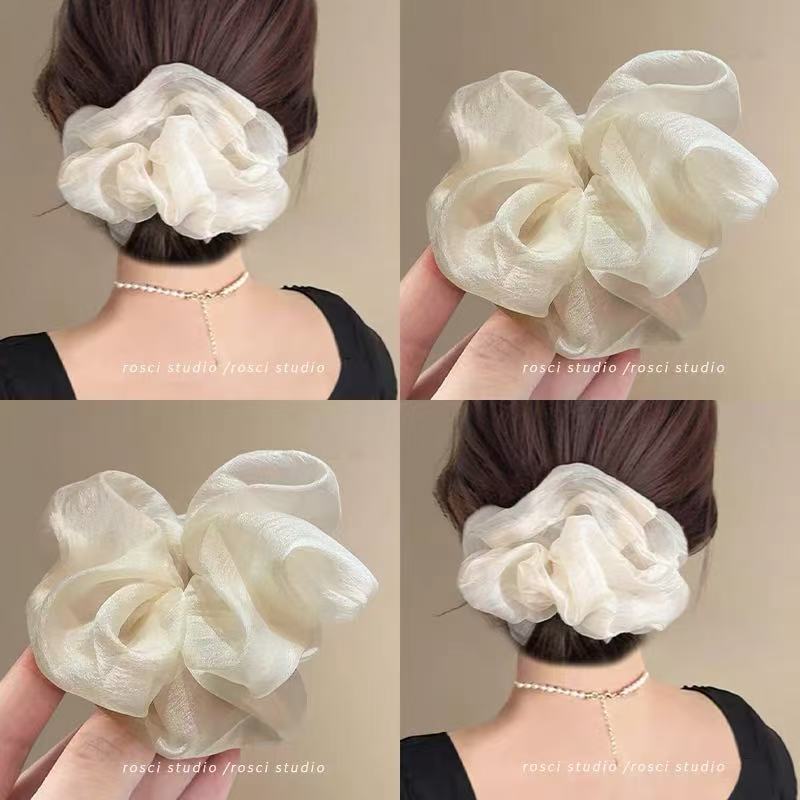 Forest style mesh super large intestine hair tie for women, high-end elastic and durable hair tie, retro head flower 2025 new style