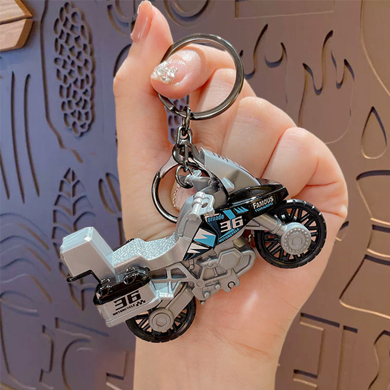 Creative Cool Motorcycle Keychain Pendant Mini Kids Pullback Toy Car School Bag Keychain Small Gift Wholesale
