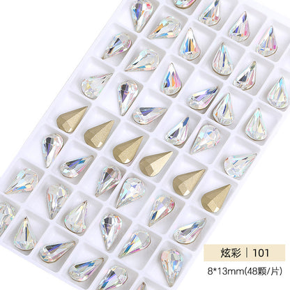 Cross-border source: Guazi pointed water drop, high-top diamond, special-shaped water rhinestone, DIY jewelry accessories, pointed bottom diamond, nail art sticker, diamond material