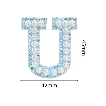 Hot Heat Patch Stickers with 26 English Letters Stickers DIY Accessories Clothing and Hat Accessories Blue Non-Woven Fabric Stickers