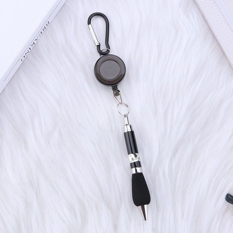 metal draw pen portable stretch ballpoint pen outdoor carabiner keychain telescopic writing pen wholesale