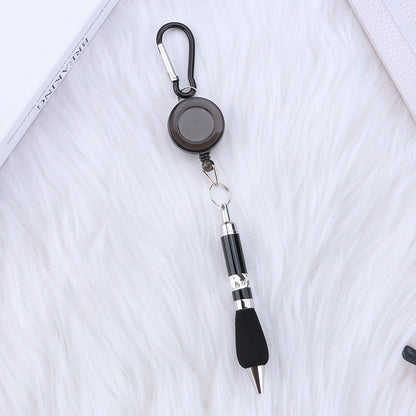 metal draw pen portable stretch ballpoint pen outdoor carabiner keychain telescopic writing pen wholesale