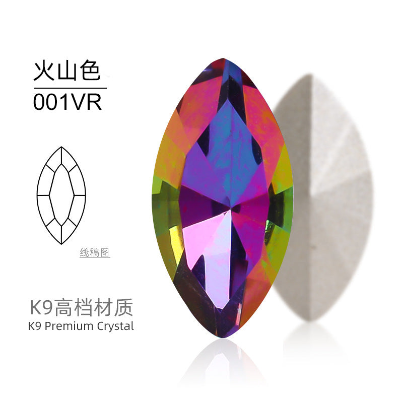 Cross-border Internet celebrity K9 diamond-shaped diamond pointed bottom, special-shaped marquise crystal diamond earrings, necklace accessories, nail art, sparkling diamonds