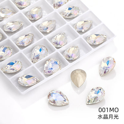 K9 high-end pear-shaped rhinestones, special-shaped rhinestones, real silver-plated base wedding dress accessories, pointed bottom pinkstone rhinestones
