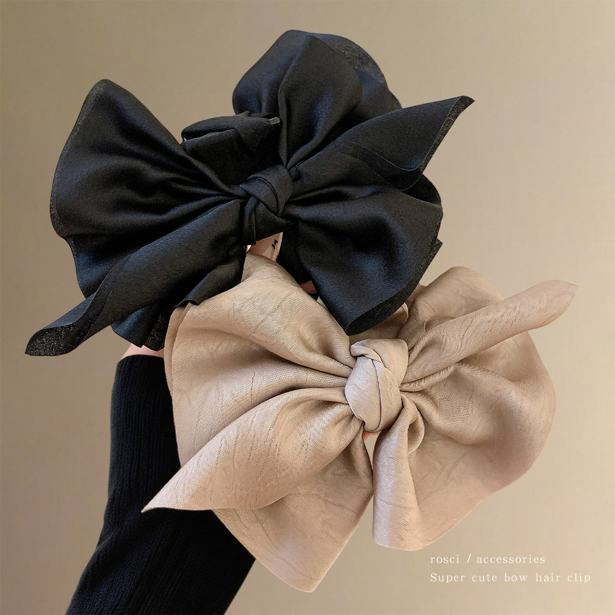 Korean-style bow claw clip for women, high-end look, full-toned hair volume at the back of the head, high-end shark clip hair clip, small size