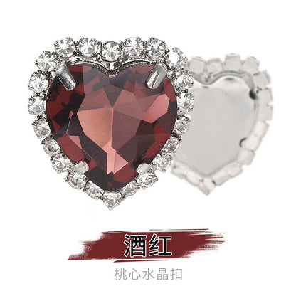 Heart-Shaped Crystal Claw Rhinestones - Hand-Sewn Hat Shoe Accessories Crystal Buckles