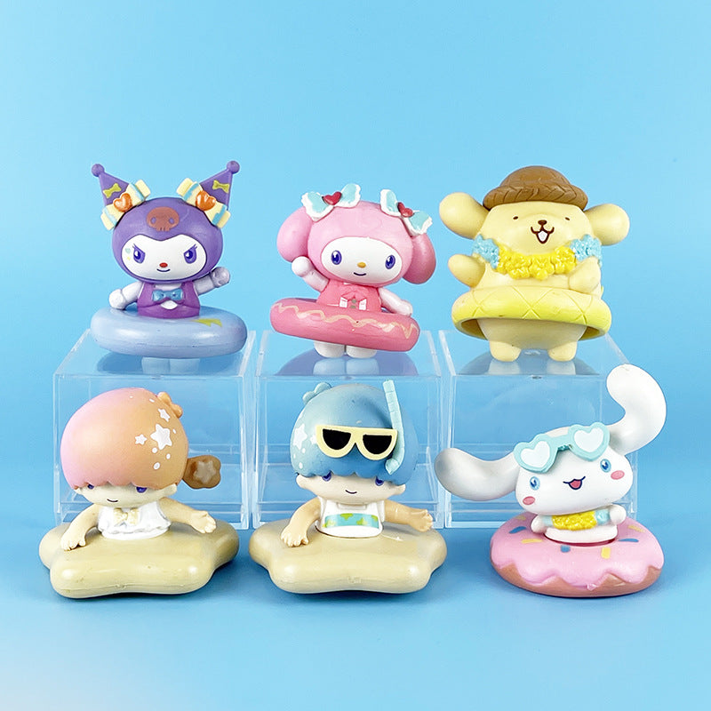 Ocean Swimming Circle Melody 6 Kulomi Twin Star Melody Cinnamon Dog Sanrio Doll Ornaments