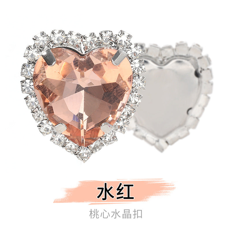 Heart-Shaped Crystal Claw Rhinestones - Hand-Sewn Hat Shoe Accessories Crystal Buckles
