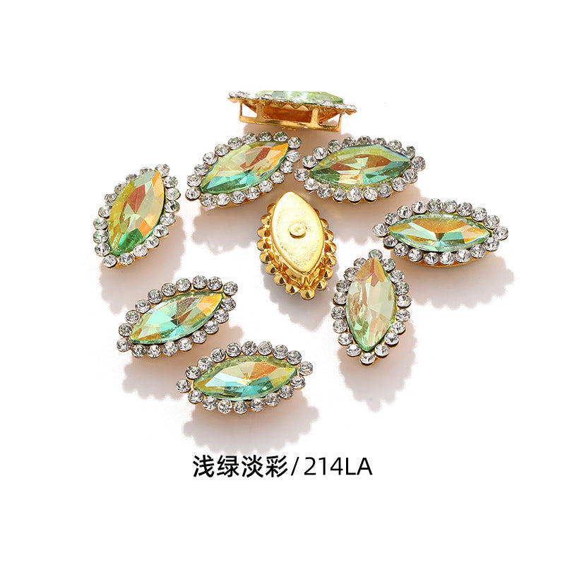Horse Eye Sunflower Double-layer Hand-Stitched Diamond Shaped Edge Glass Diamond Clothing Bag DIY Accessories Manufacturer Wholesale