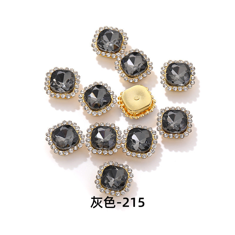 Fat square flower disc buckle sunflower double-layer glass drill DIY hand-punched hand-sewn diamond fat square diamond factory wholesale supply