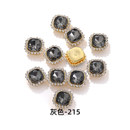 Fat square flower disc buckle sunflower double-layer glass drill DIY hand-punched hand-sewn diamond fat square diamond factory wholesale supply